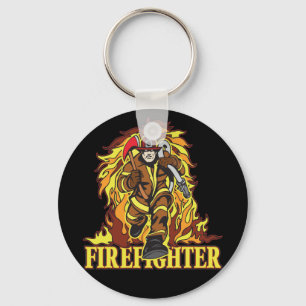 Raging Flames Firefighter Key Ring