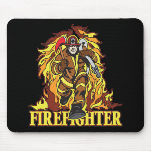 Raging Flames Firefighter Mouse Pad