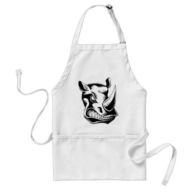 RAGING RHINO TATTOO TRIBAL VECTOR GRAPHIC STANDARD APRON (Front)