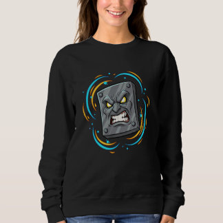 Raging Steel Face Monster Gamer Rage Energy Sweatshirt