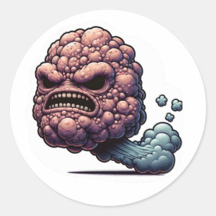 Raging Toot Comically Furious Fart Classic Round Sticker