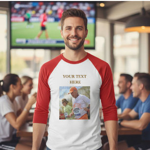 Raglan Baseball T-Shirt, Custom Text, photo T-Shirt