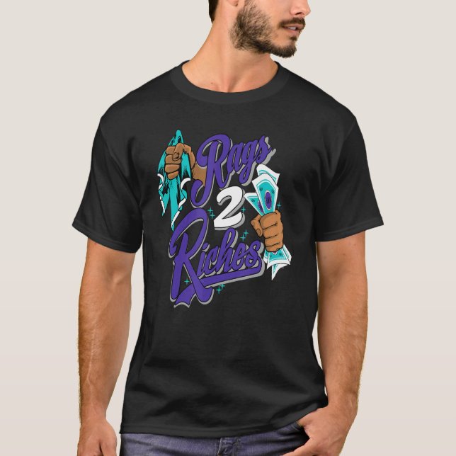 Rags 2 Riches Black Grape 1s Matching T-Shirt (Front)