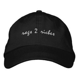 'Rags 2 Riches' Black & White Aesthetic Minimalist Embroidered Hat
