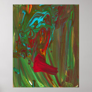 Rags To Riches 1 Bold Red Green Abstract Art Print