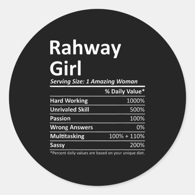 Rahway Girl Nj New Jersey Funny City Home Roots Us Classic Round Sticker (Front)