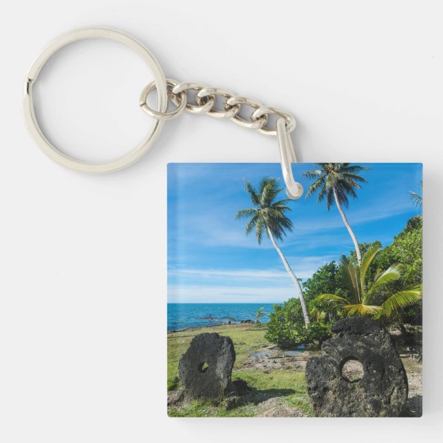 Rai Stones On Yap Island Key Ring (Front)