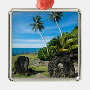 Rai Stones On Yap Island Metal Tree Decoration