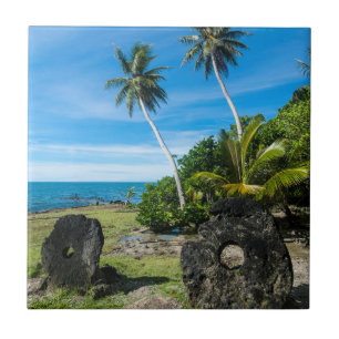 Rai Stones On Yap Island Tile