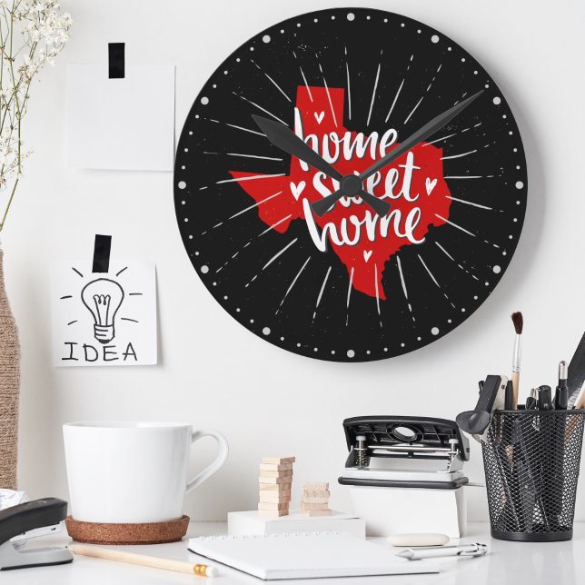 Raider Red and Black Home Sweet Home - Texas Round Clock (Creator Uploaded)