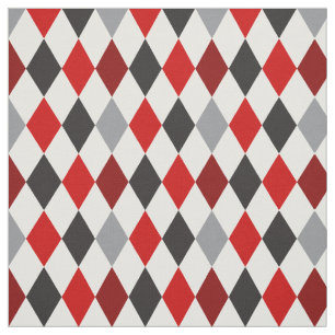 Raider Red & Black Argyle Pattern Fabric