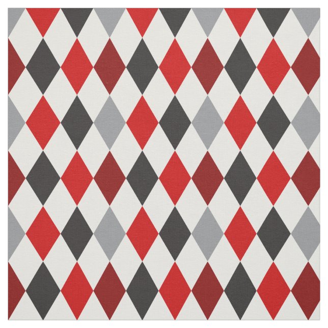 Raider Red & Black Argyle Pattern Fabric (Swatch)