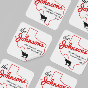 Raider Red Texas Longhorn Family Address Label