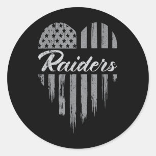Raiders Heart Name Men Women Girl Kid  Classic Round Sticker
