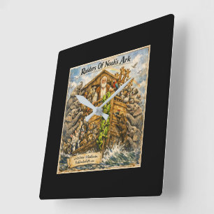 Raiders of Noah’s Ark Cartoon by Rick London Square Wall Clock