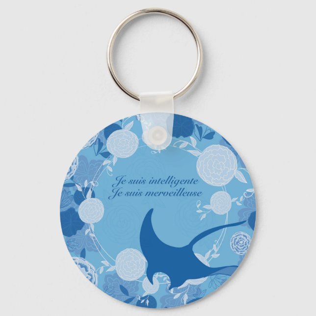 raie, fleur de vie, orange, mandala,zen,chakra, key ring (Front)