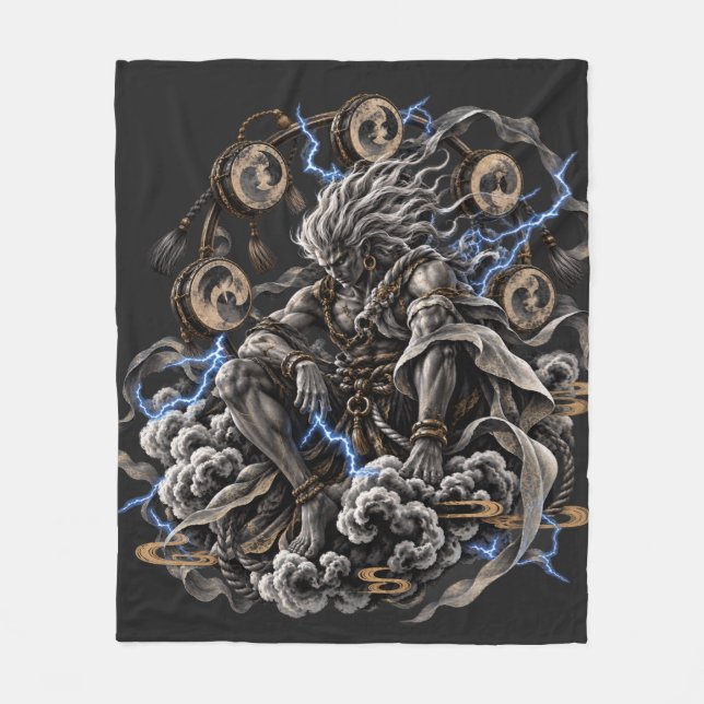 Raijin Bleu Fleece Blanket (Front)