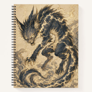 Raiju Gold Tail Japanese Yokai Art Spiral Notebook