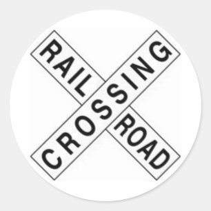 RAIL ROAD CROSSING CLASSIC ROUND STICKER