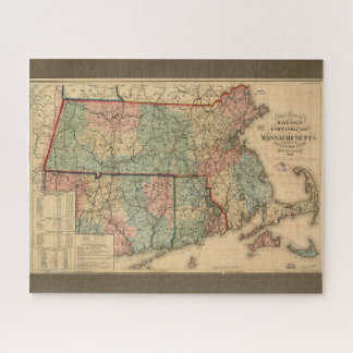Rail Road & Township Map of Massachusetts, 1879 Jigsaw Puzzle