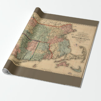 Rail Road & Township Map of Massachusetts, 1879 Wrapping Paper