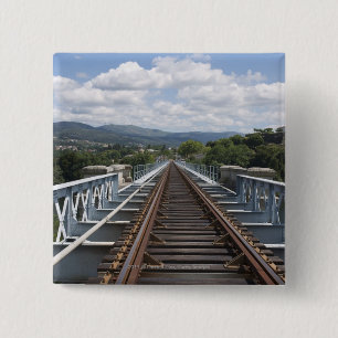 Rail Tracks On Top Of Eiffel Bridge 15 Cm Square Badge