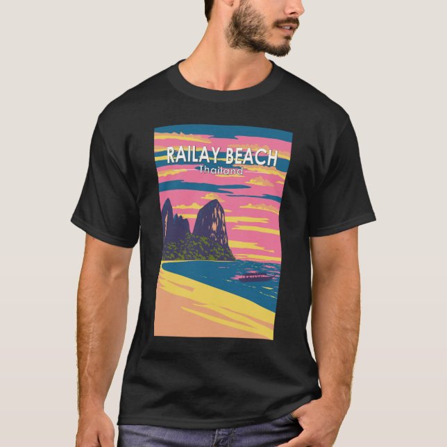 Railay Beach Thailand Travel Art Vintage T-Shirt (Front)