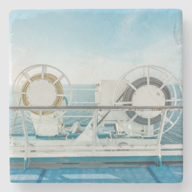 Railing Of A Cruise Ship Stone Coaster (Front)