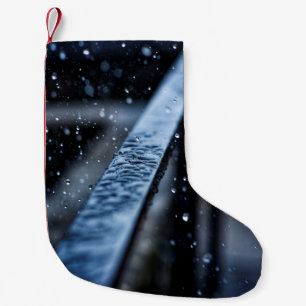 Railing rain wet nature drops small christmas stocking