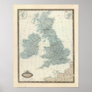 Railroad and Canals of British Isles Poster