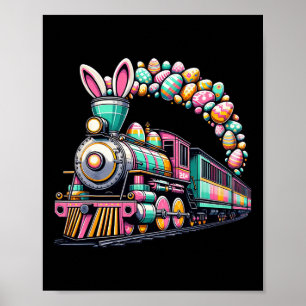 Railroad Bunny Train Easter Egg Kids Toddler Boys Poster