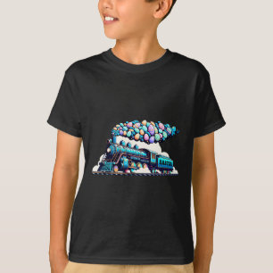 Railroad Bunny Train Easter Egg Kids Toddler Boys T-Shirt