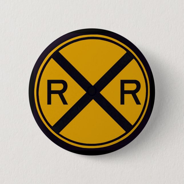 Railroad Crossing 6 Cm Round Badge (Front)