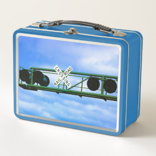 Railroad Crossing Cantilever - Inverted Crossbuck Metal Lunch Box