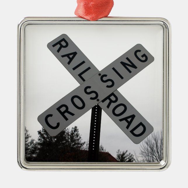 Railroad Crossing Metal Tree Decoration (Front)