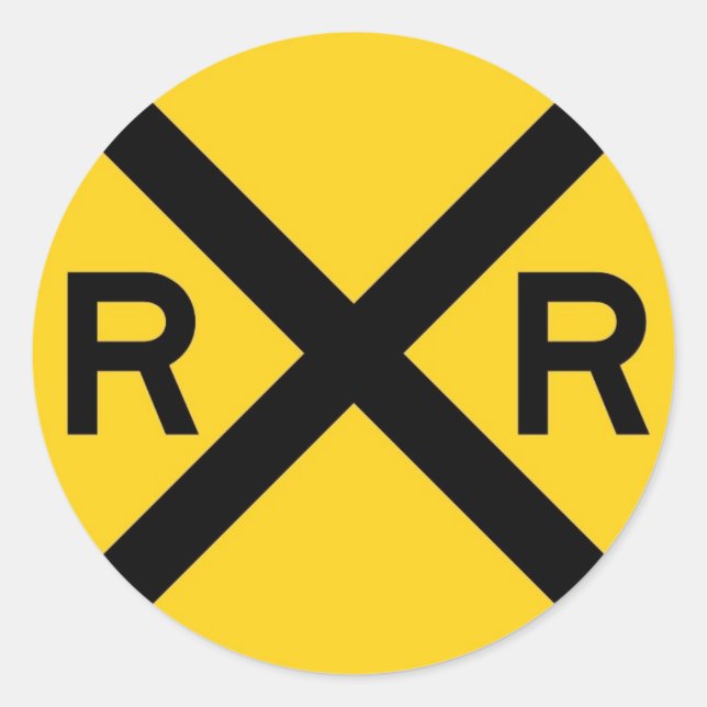 Railroad Crossing Sign Classic Round Sticker (Front)