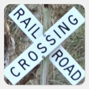 Railroad Crossing Square Sticker