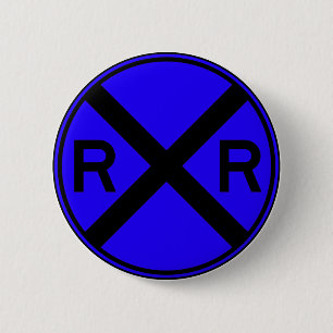 Railroad Crossing Warning Street Sign Train 6 Cm Round Badge