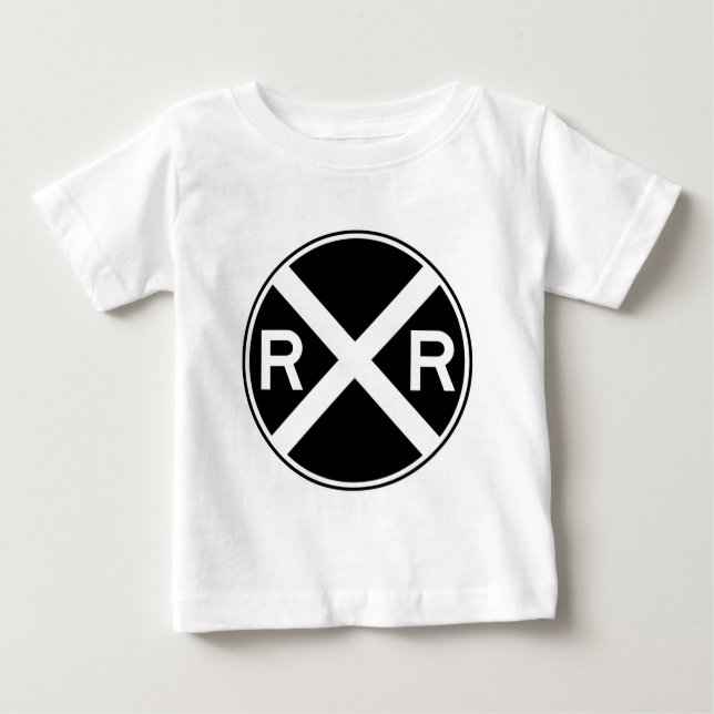 Railroad Crossing Warning Street Sign Train Baby T-Shirt (Front)