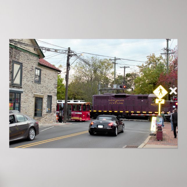 Railroad Crossing with Train Poster (Front)