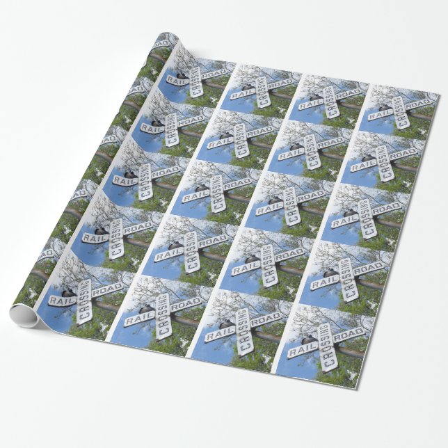 Railroad Crossing Wrapping Paper (Unrolled)