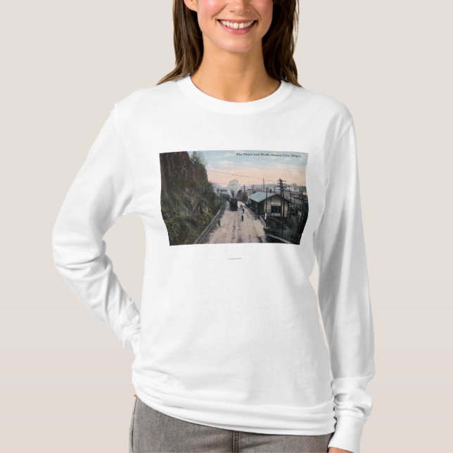 Railroad Depot and Bluffs City, OR T-Shirt (Front)
