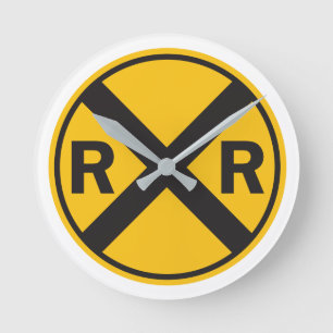 Railroad Fan Round RR Crossing Sign Clock