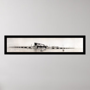 Railroad Galveston, TX Photo 1912 Poster