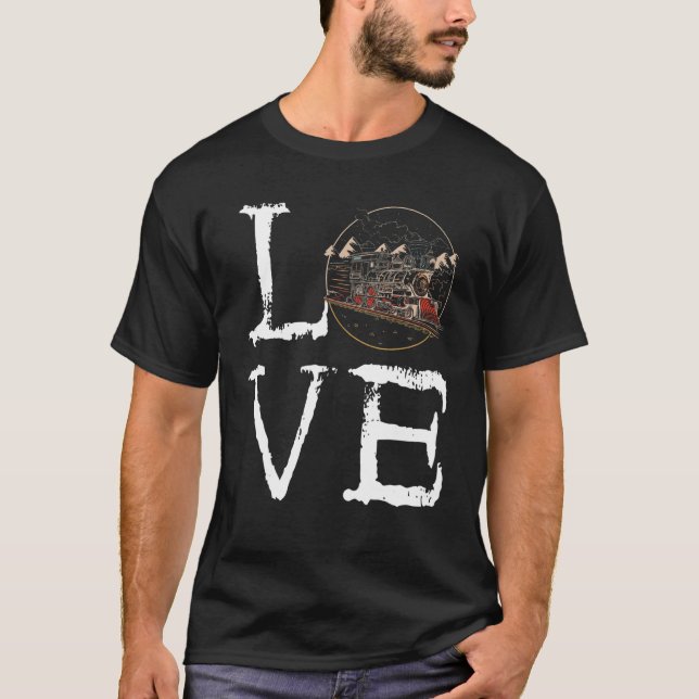 Railroad Love Creepy Modern Train Model Railroad T T-Shirt (Front)