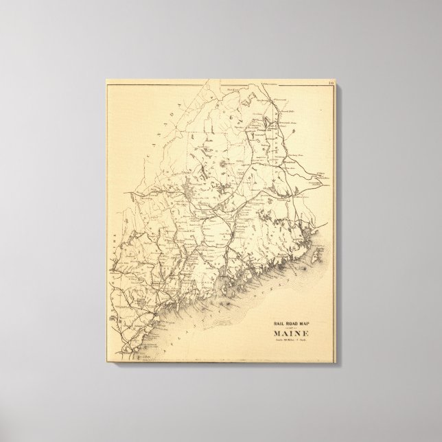Railroad map of Maine Canvas Print (Front)