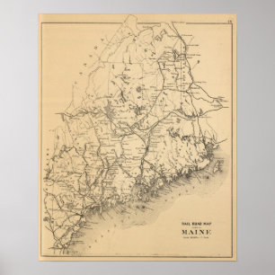 Railroad map of Maine Poster