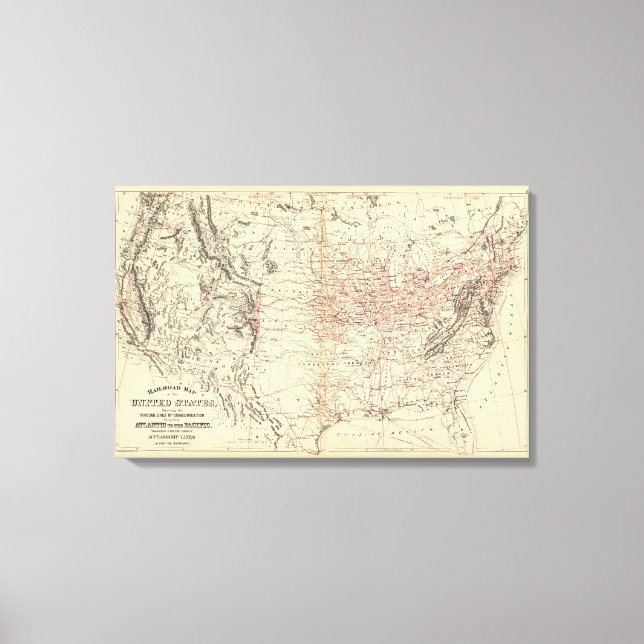 Railroad map US Canvas Print (Front)