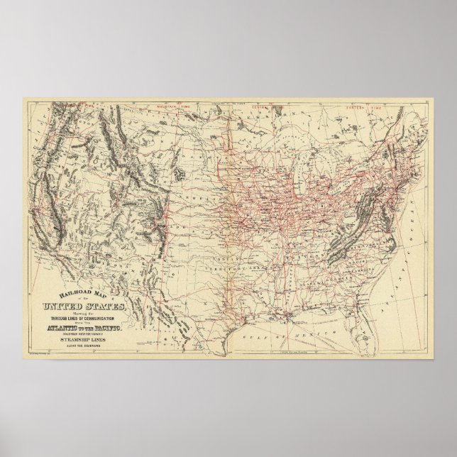Railroad map US Poster (Front)