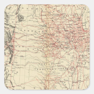 Railroad map US Square Sticker